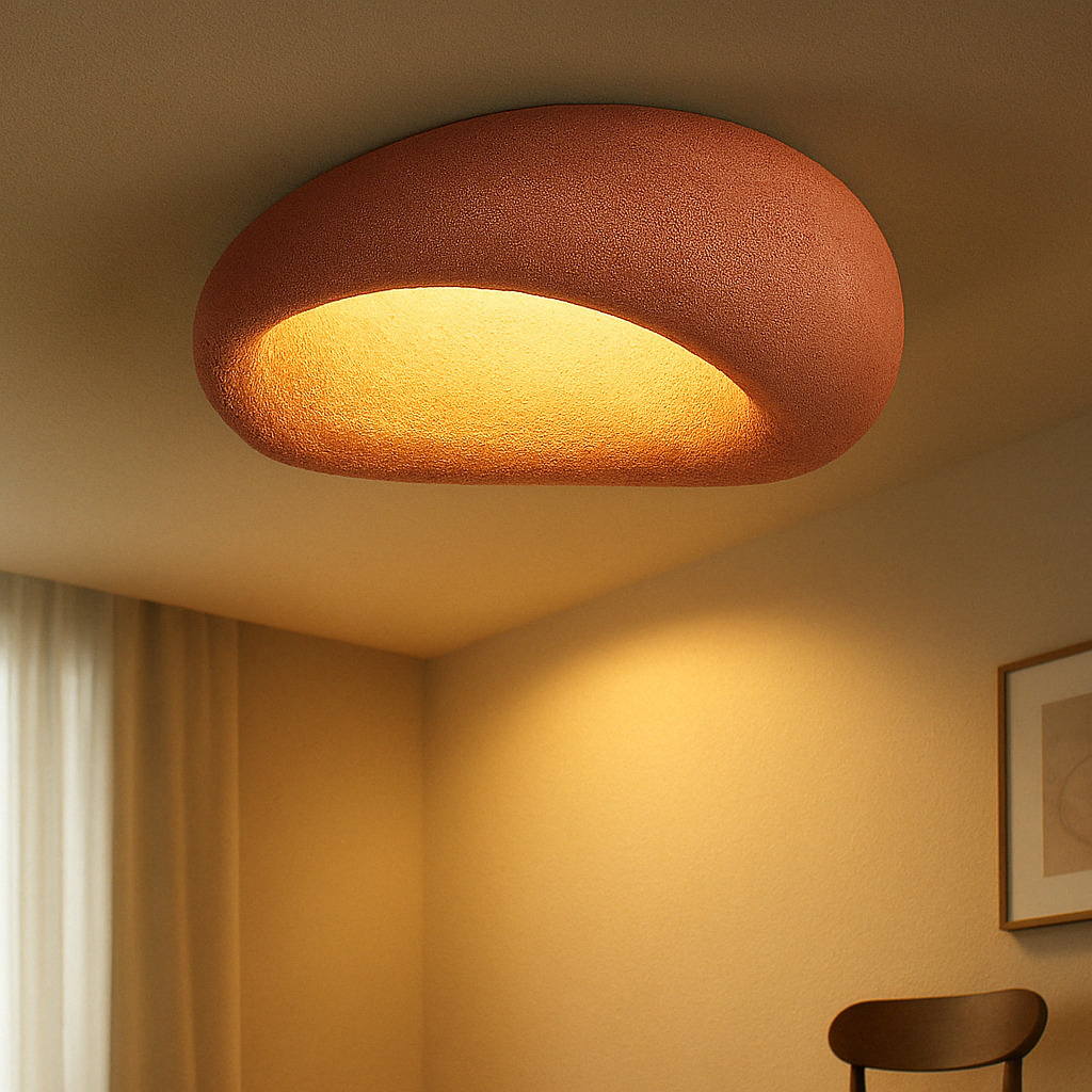 Lámpara de techo rústica estilo Wabi Sabi con luz LED