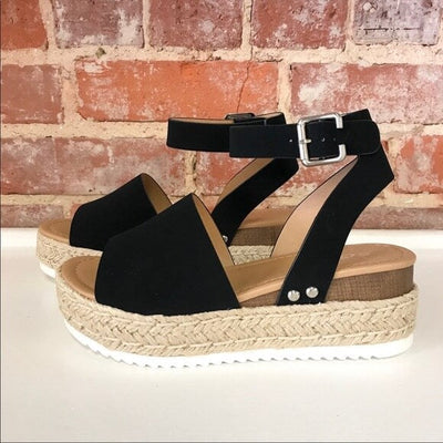 Damen Sommersandalen | Plateausandale | Verstellbarer Riemen