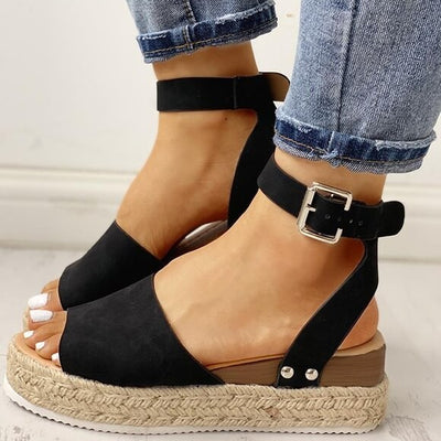 Damen Sommersandalen | Plateausandale | Verstellbarer Riemen