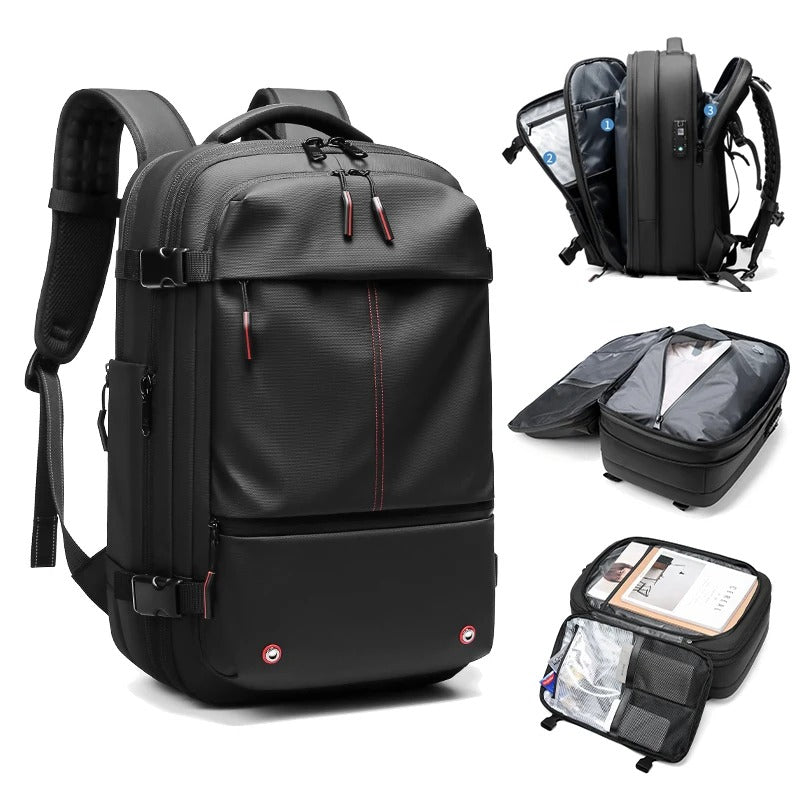 Anti-Diebstahl-Rucksack - 60L Reiserucksack mit Vakuum-Kompression