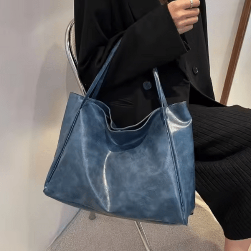 Maxia | Bolso bandolera grande de piel para mujer | Bolso de mano | Shopper en color burdeos y rojo