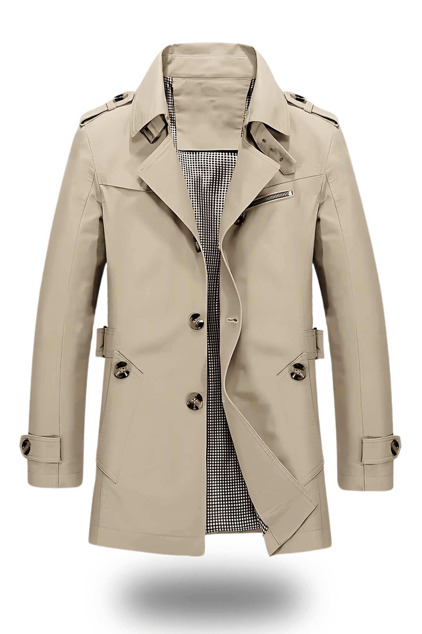 Classic Notched Collar Trench Coat
