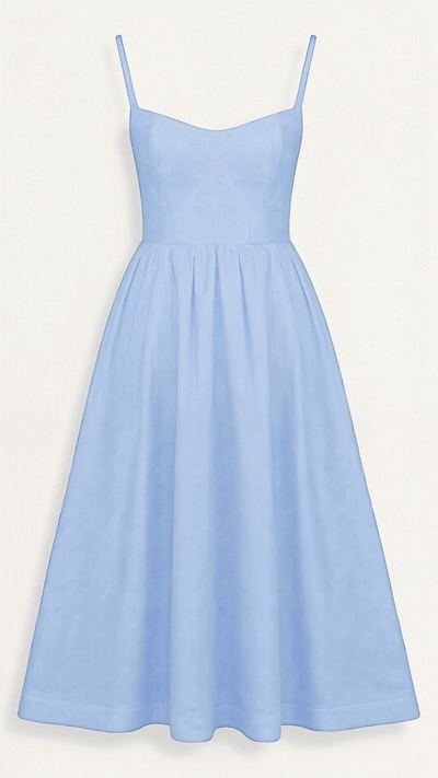 Damen Midikleid - A-Linie Silhouette - Spaghetti-Träger - Elegantes fließendes Design