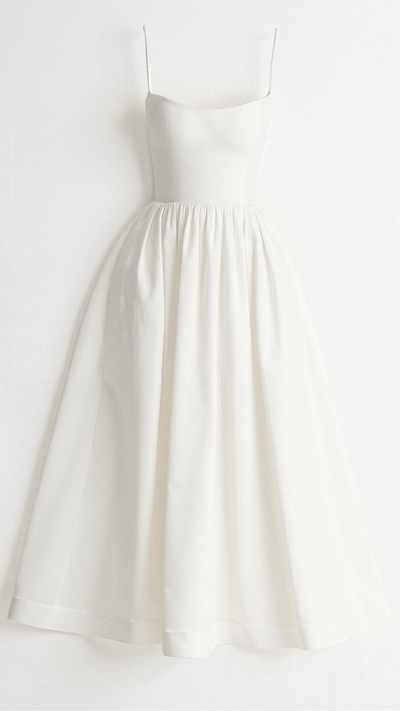 Damen Midikleid - A-Linie Silhouette - Spaghetti-Träger - Elegantes fließendes Design