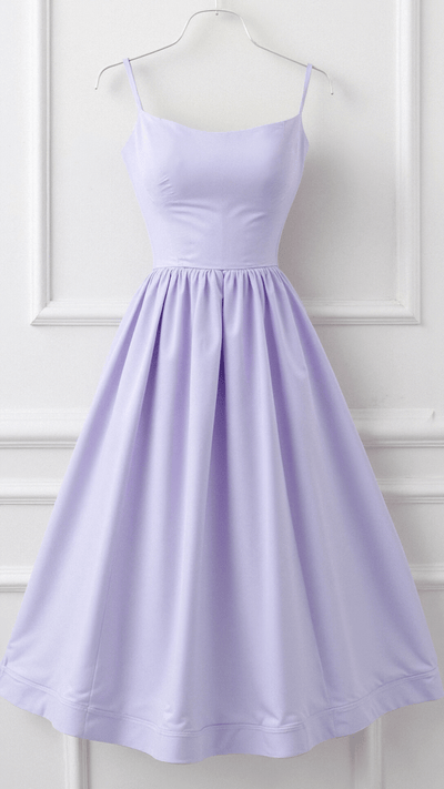 Damen Midikleid - A-Linie Silhouette - Spaghetti-Träger - Elegantes fließendes Design