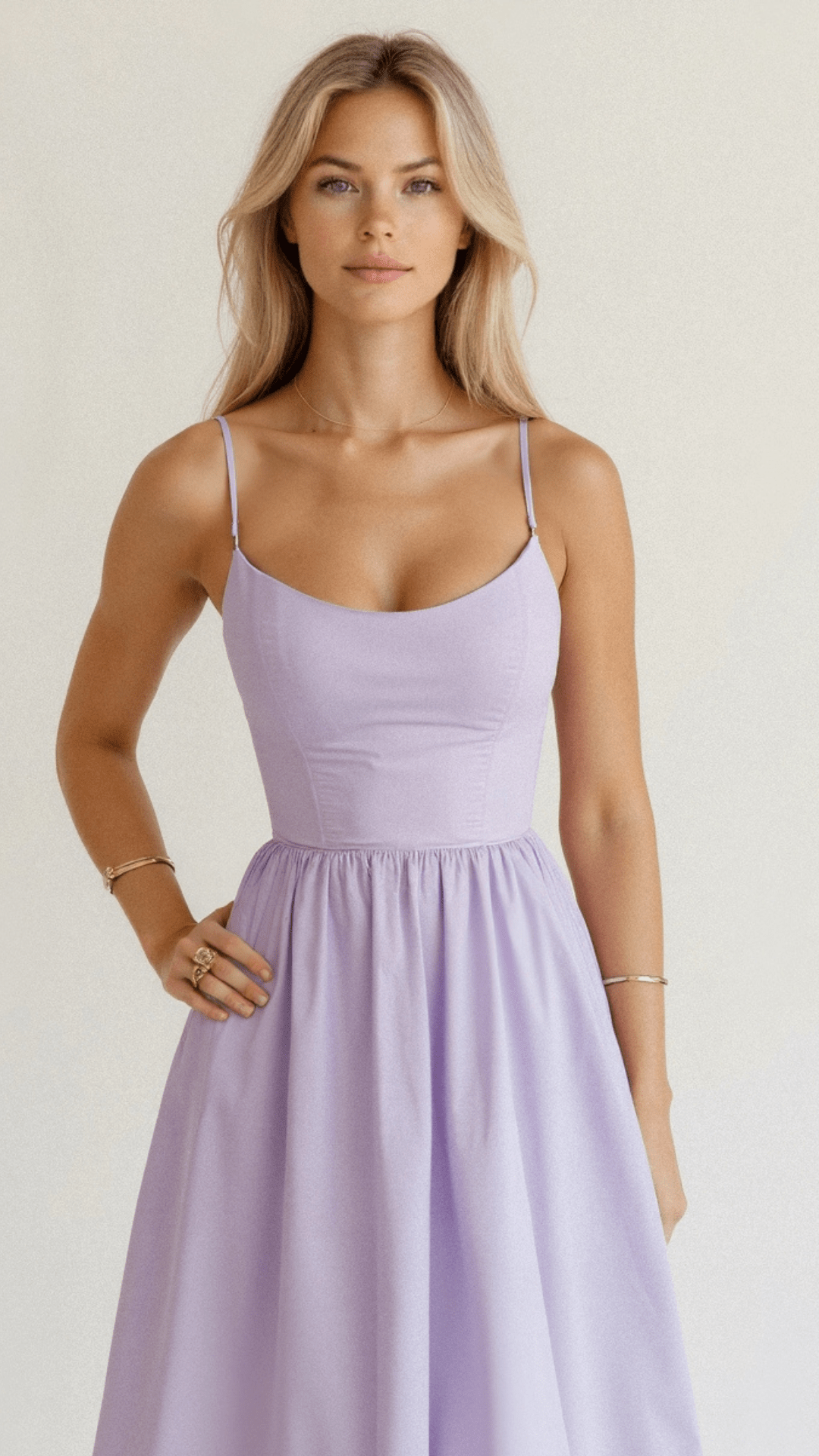 Damen Midikleid - A-Linie Silhouette - Spaghetti-Träger - Elegantes fließendes Design