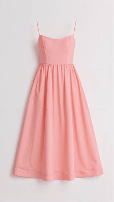 Damen Midikleid - A-Linie Silhouette - Spaghetti-Träger - Elegantes fließendes Design