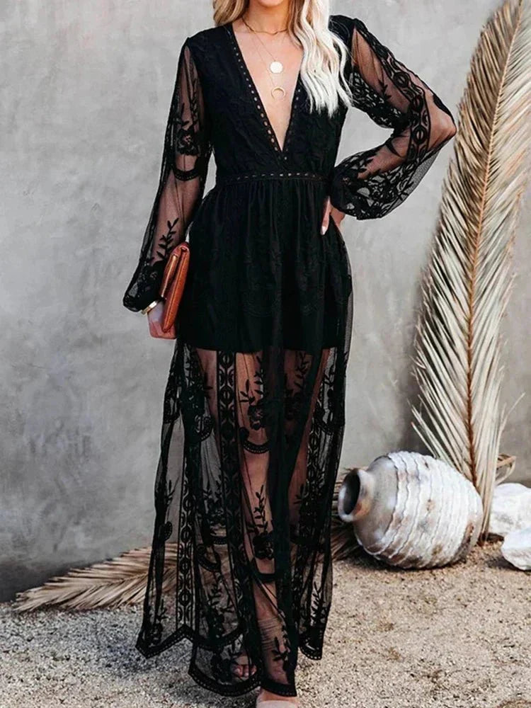 Mabyn - Zeitloses böhmisches Spitzen-Damen-Maxikleid