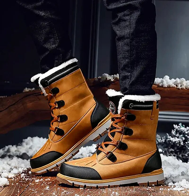 Men's Winter Boots - Warm Lined Snow Shoes with Non-Slip Sole