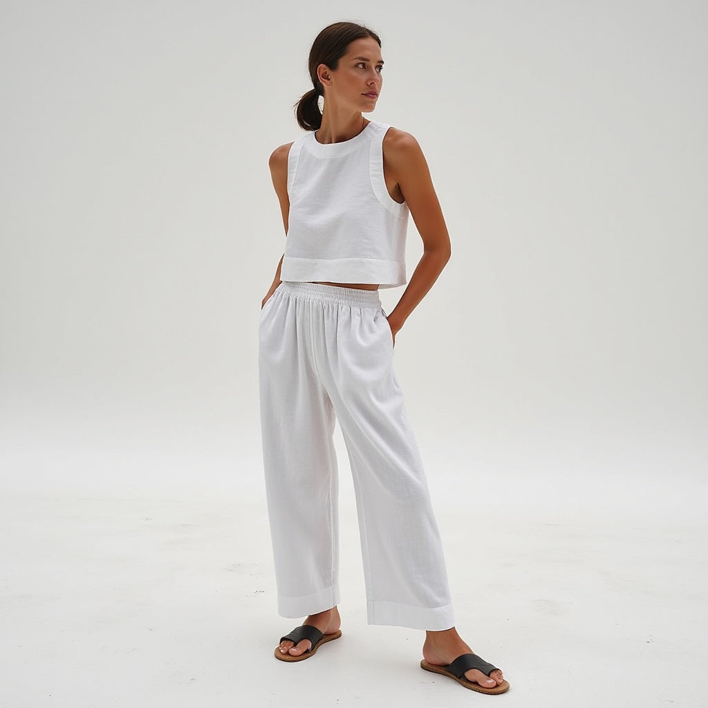 Leinen-Loungewear-Sommerset für Damen