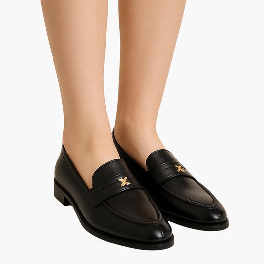 Mocassino ortopedico da donna in pelle - Nero