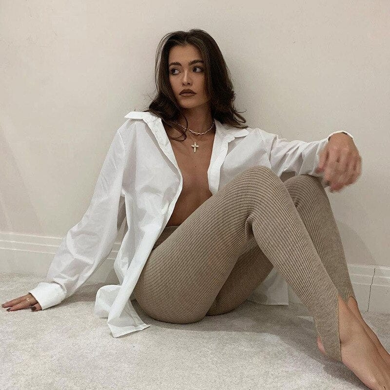 Legíny s rebrovaným vzorom a podpätkami