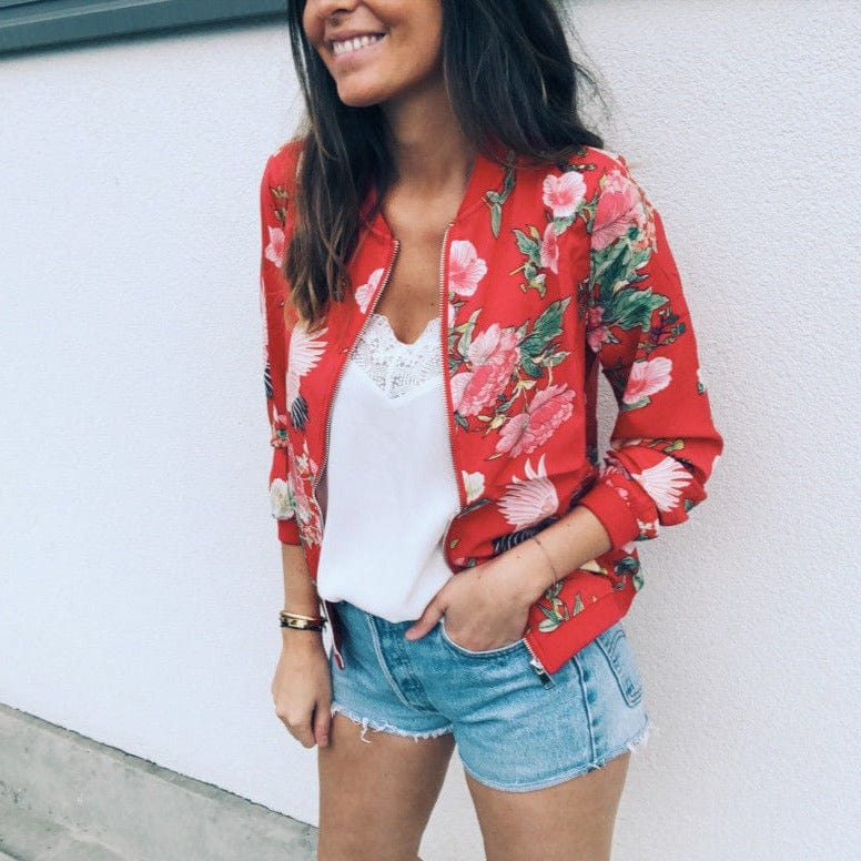 Μπουφάν bomber με λουλουδάτο μοτίβο