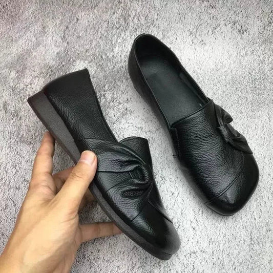 Zapatos de cuero para mujer con suela suave y superficie antideslizante