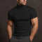 Unifarbenes Herren-T-Shirt mit Rollkragenpullover