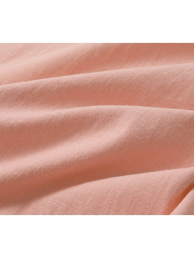 Camisa de lino Silas para hombre - Camisa de verano transpirable con cuello henley y mangas cortas