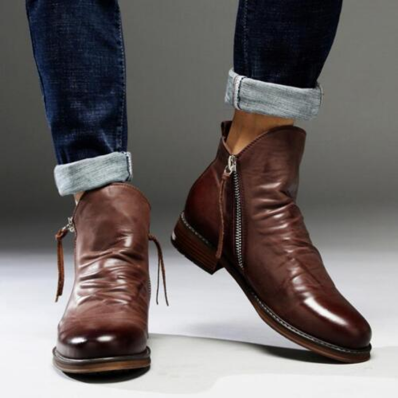 Damenstiefel aus Leder mit rutschfester Sohle und elegantem Design