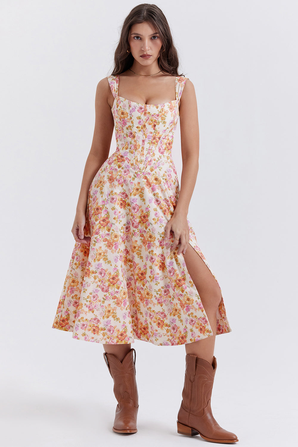 Vestido midi de verano con estampado floral