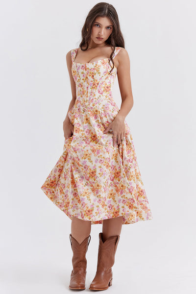 Vestido midi de verano con estampado floral