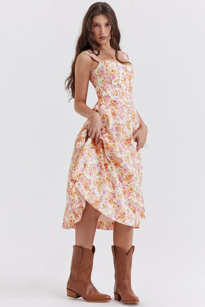 Vestido midi de verano con estampado floral