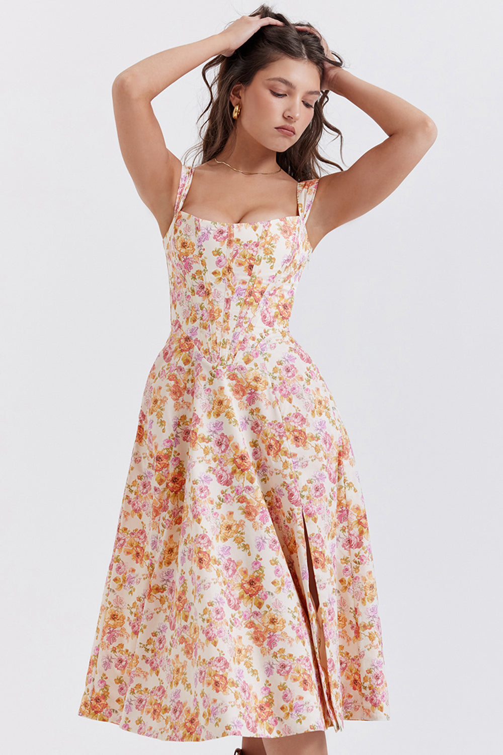Vestido midi de verano con estampado floral