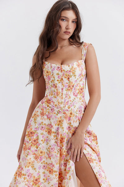 Vestido midi de verano con estampado floral