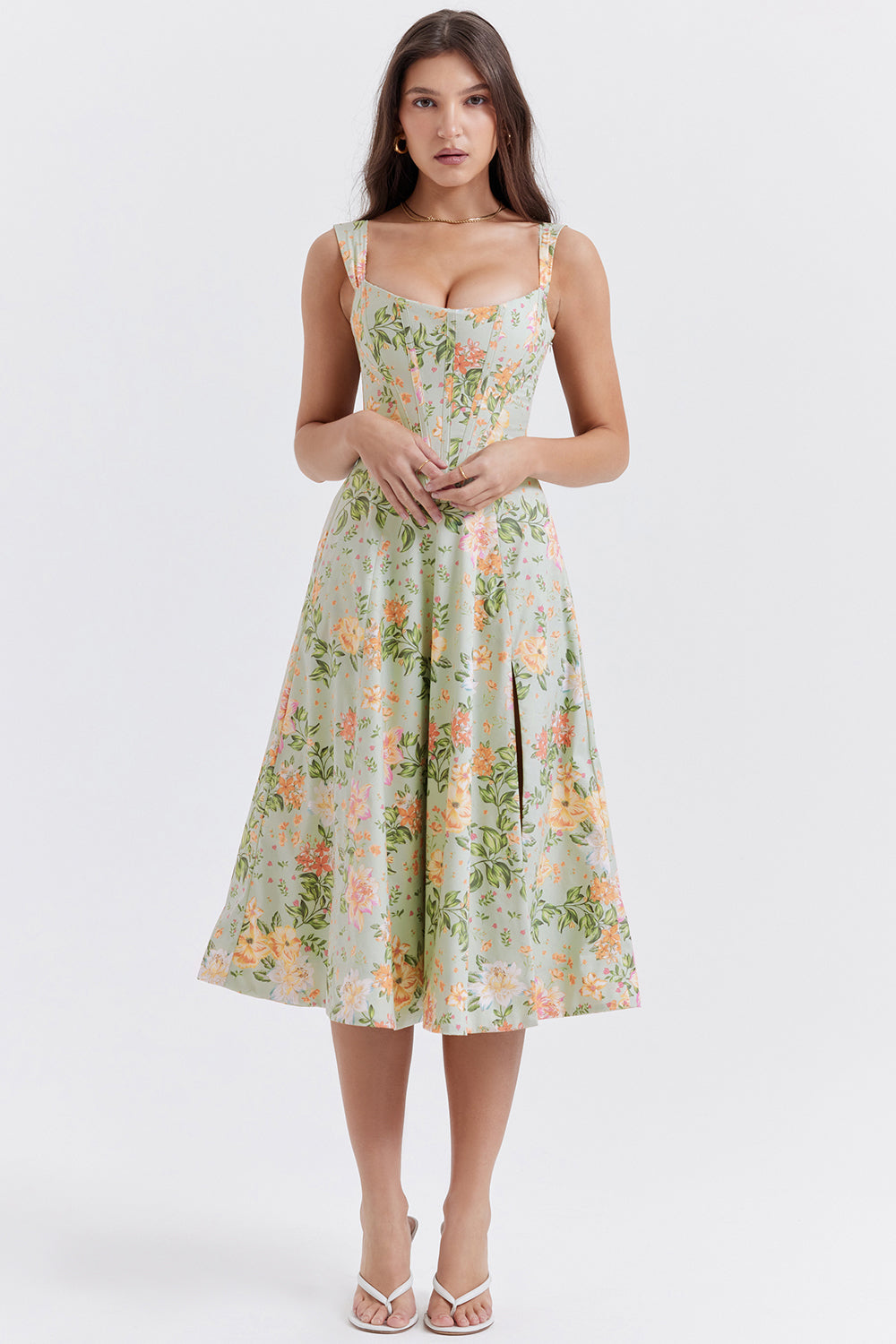 Vestido midi de verano con estampado floral