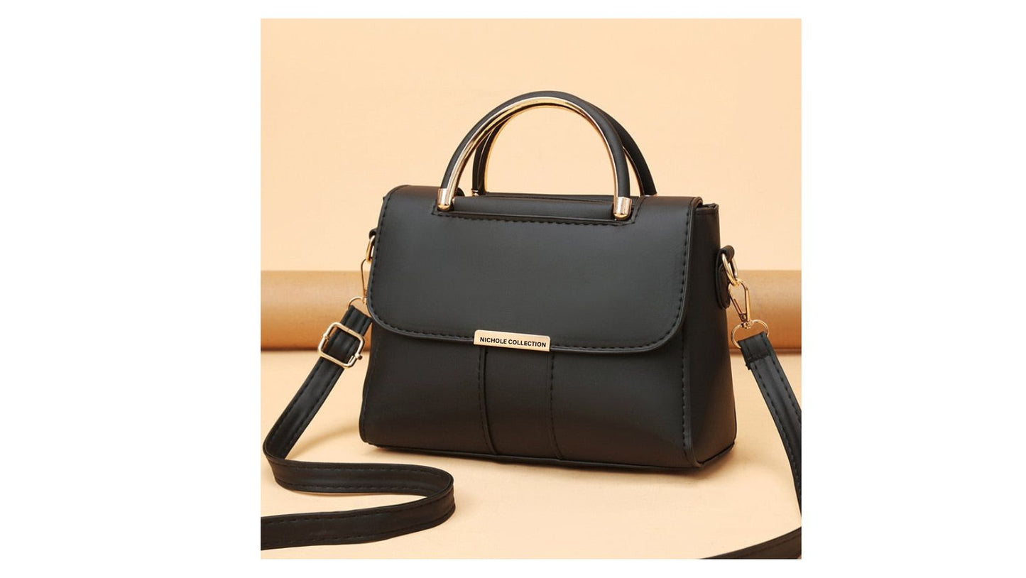 Ali - Elegante borsa vegana in pelle con patta