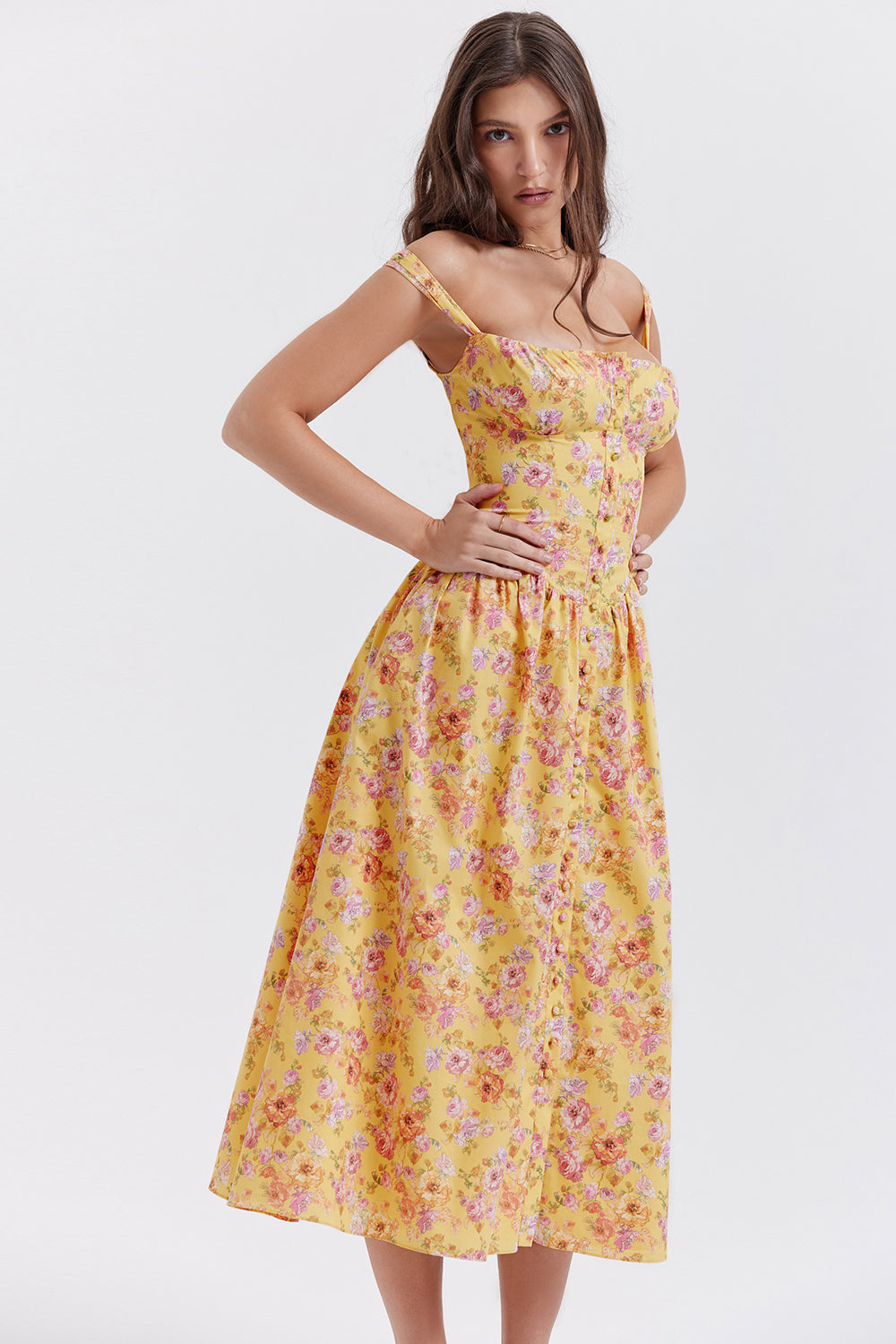 Vestido midi de verano con estampado floral