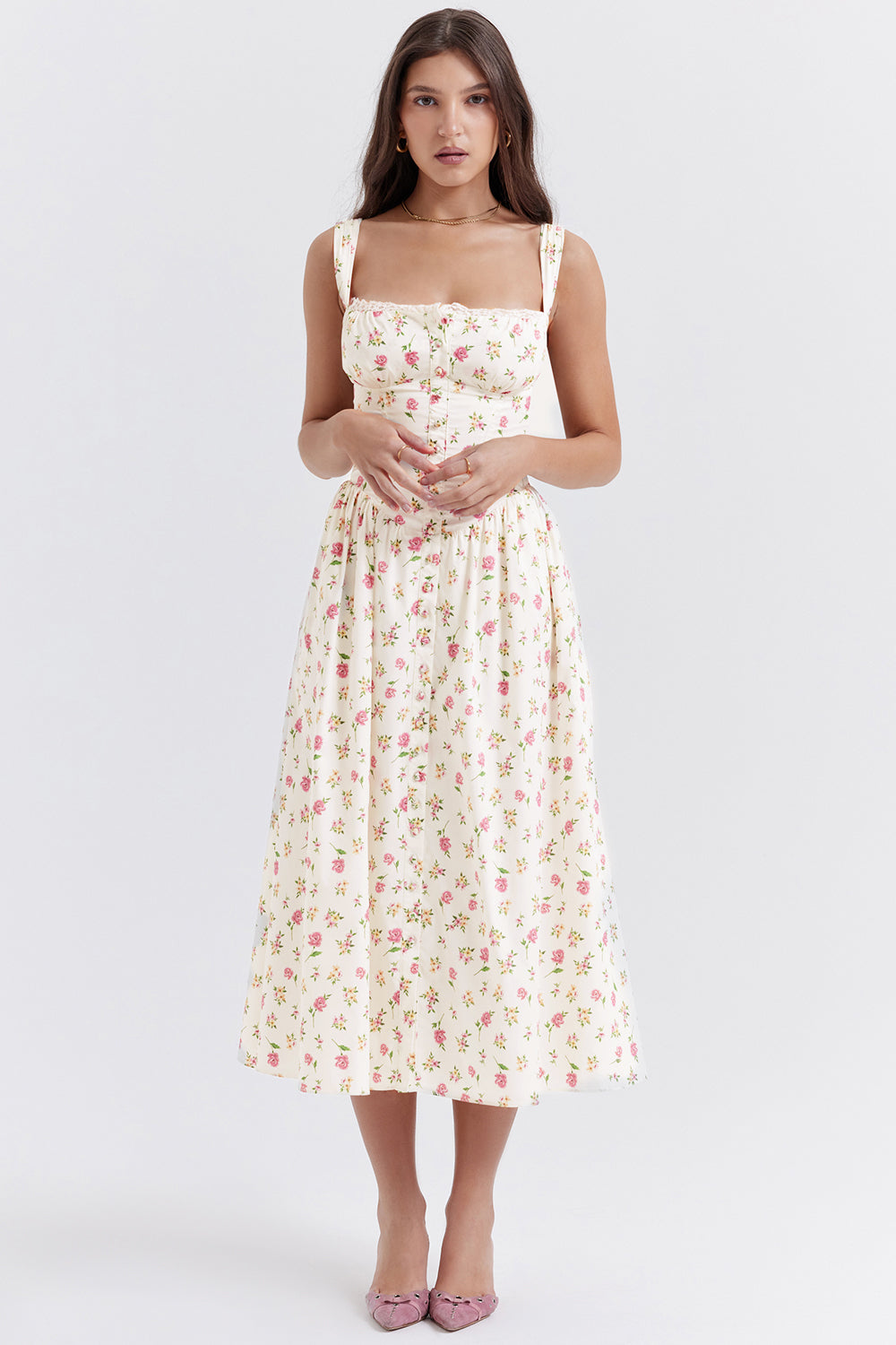 Vestido midi de verano con estampado floral