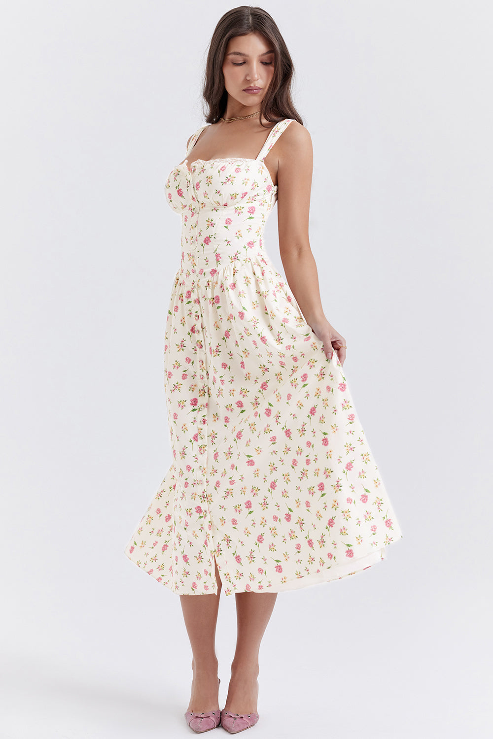 Vestido midi de verano con estampado floral