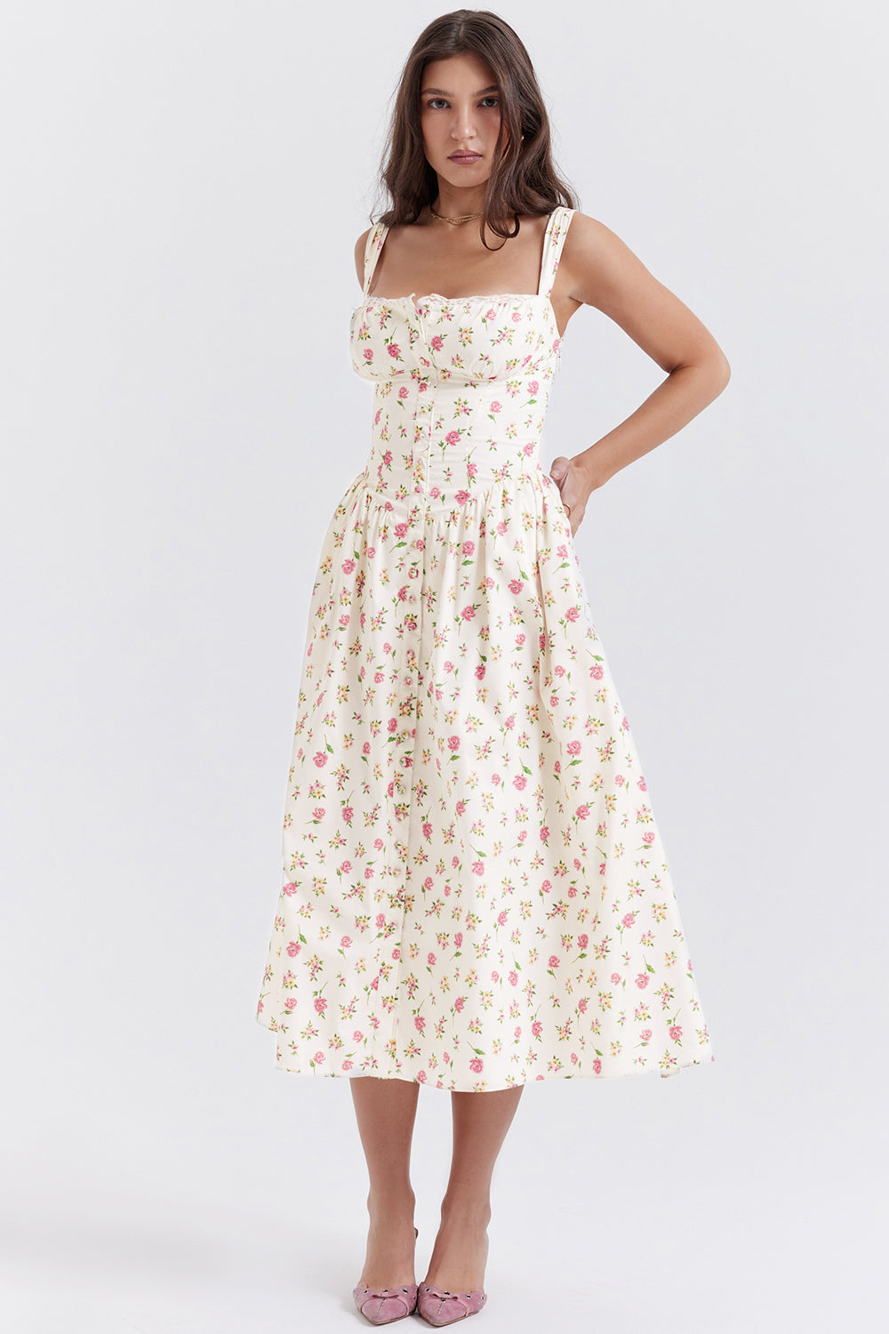 Vestido midi de verano con estampado floral