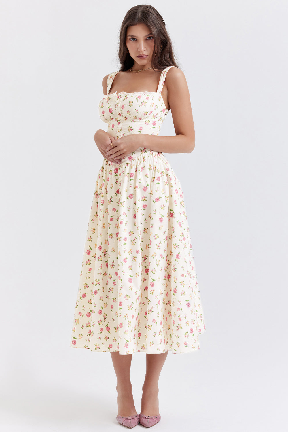 Vestido midi de verano con estampado floral