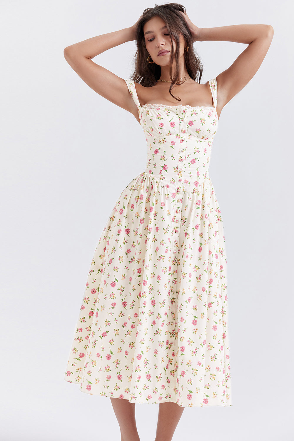 Vestido midi de verano con estampado floral