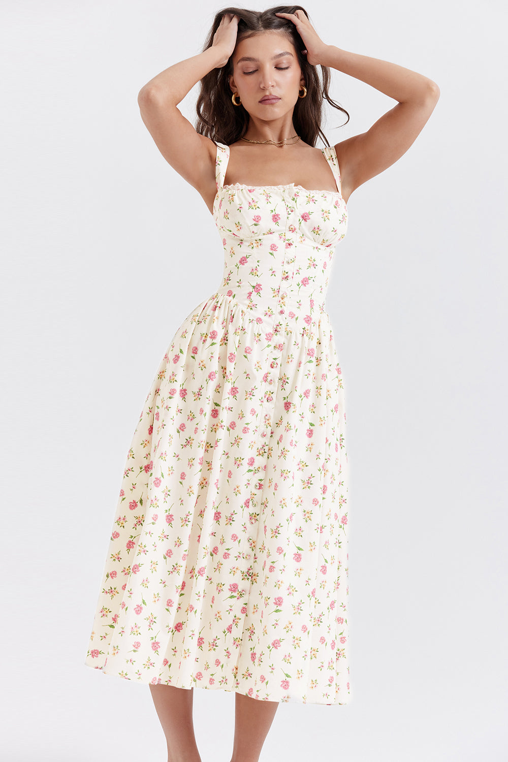 Vestido midi de verano con estampado floral