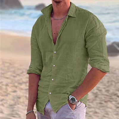 Herren Leinen Langarmhemd – Frühling, Sommer
