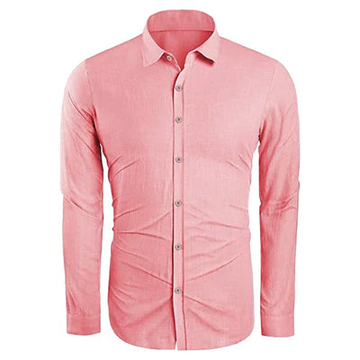 Herren Leinen Langarmhemd – Frühling, Sommer