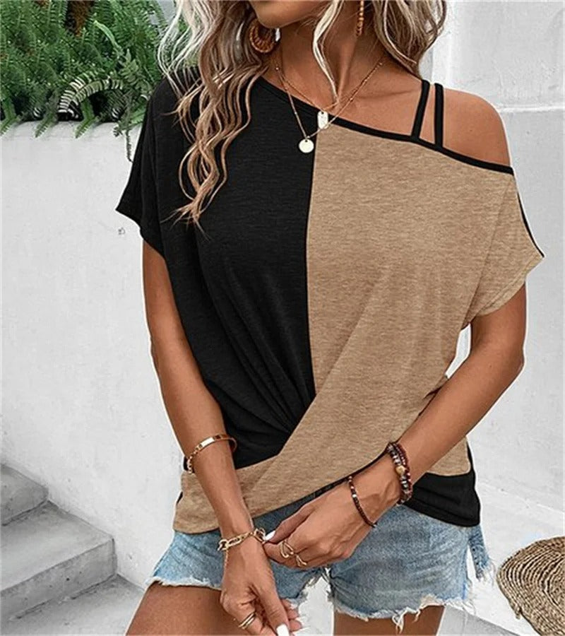 Asymmetric Colorblock T-Shirt Women - Comfort and Style in One