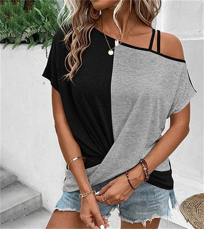 Asymmetrisches Colourblock-T-Shirt Damen - Komfort und Stil in Einem
