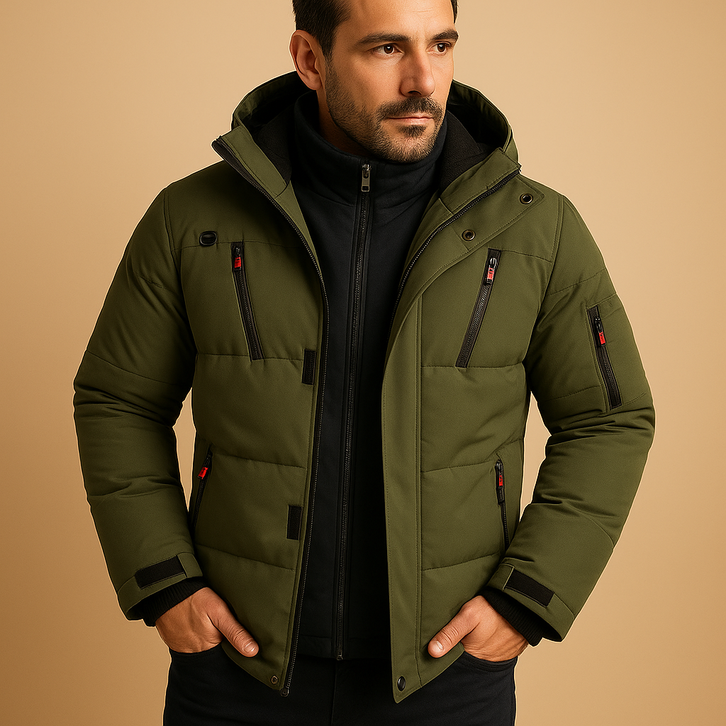 Chaqueta de invierno impermeable para hombre con forro cálido | Diseño apto para exteriores
