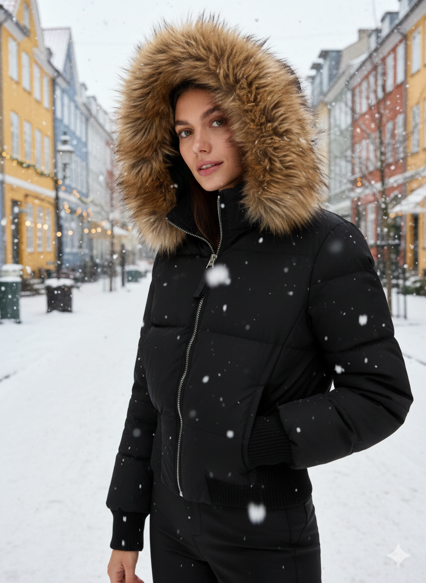 Chaqueta de invierno acolchada para mujer - cálida, ligera y con capucha desmontable