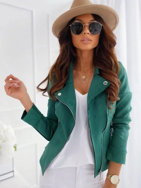 Yvonne Damen Slim Leder-Veloursjacke