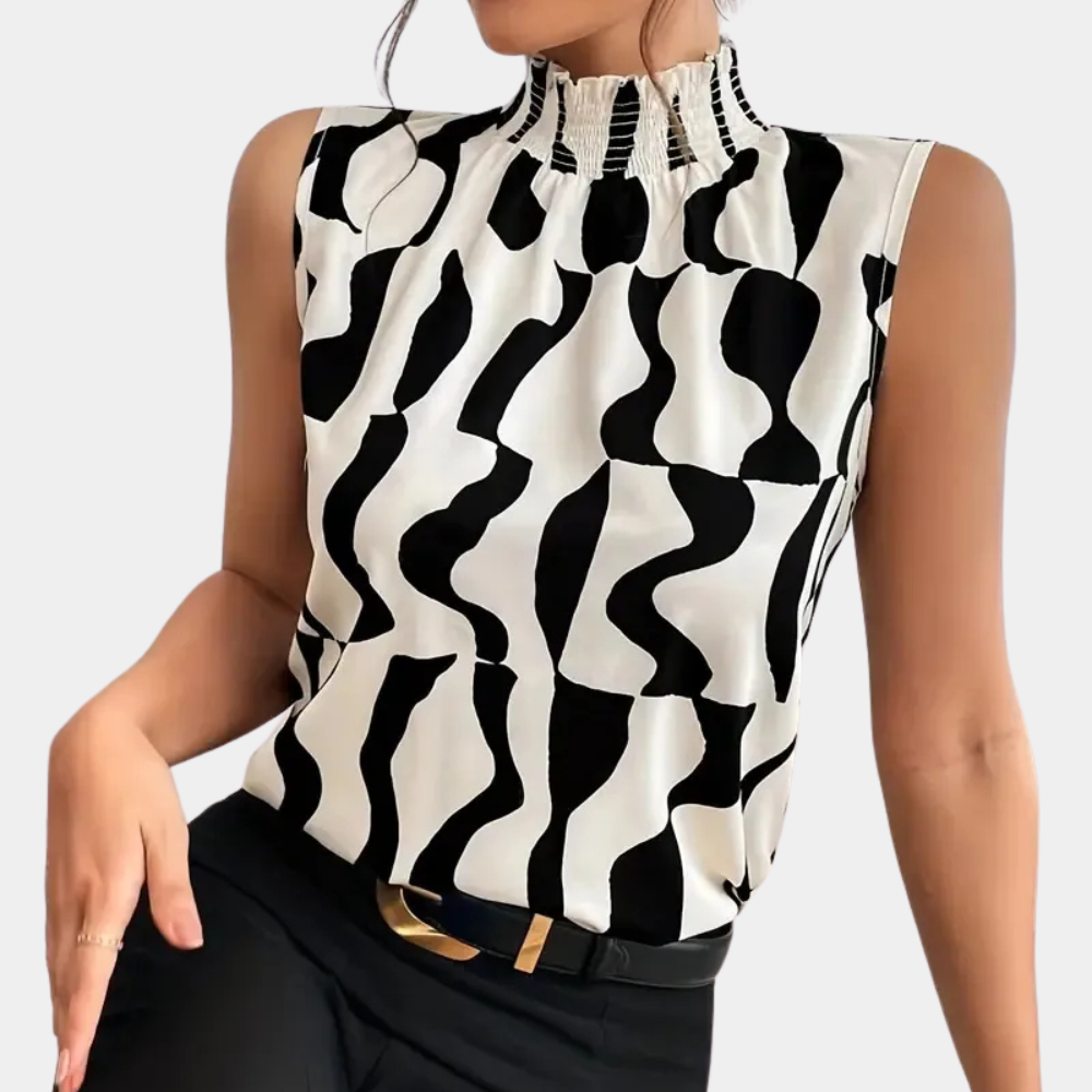 GABRIELLE | Κομψό T-Shirt με ψηλό γιακά